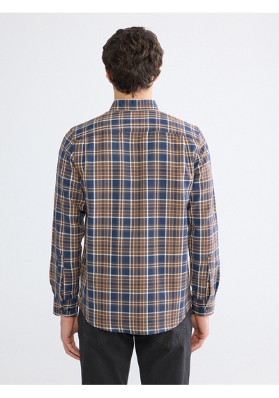 Lcwaıkıkı Classic Kahverengi Regular Fit Ekose Desenli Gabardin Erkek Gömlek
