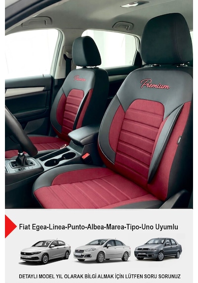 Premium Serisi Lüks Keten Oto Koltuk Kılıfı Fiat Egea-linea-punto-albea-marea-tipo-uno Uyumlu Bordo