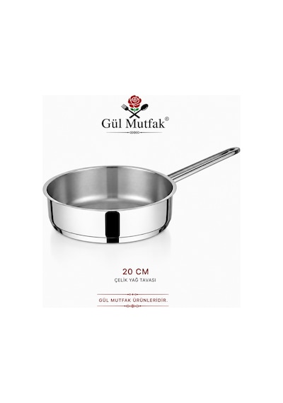 3'lü Yağ Tava Paslanmaz Çelik 16 Cm -18 Cm -20 Cm Gümüş