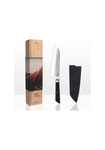 Tr Kotaı Santoku Bunka Şef Bıçağı, Saya Ve Bambu Kutulu 17 Cm Bıçak Mutfak Bıçağı Elle Dövülmüş Ve Diğer