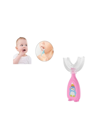 U Şeklinde Pratik Bebek Çocuk Diş Fırçası 360 Derece Temizlik Kolay Kullanım Yumuşak Silikon Fırça