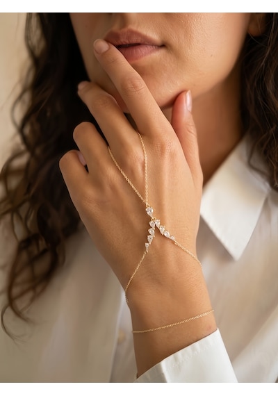 Markiz Kesim Zirkon Taşlı Y Model Gold Renk Şahmeran