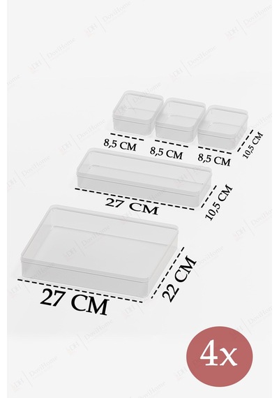 20 Parça Mega Set Çekmece İçi Düzenleyici - Banyo Makyaj Ve Takı Organizer Düzenleyici Şeffaf