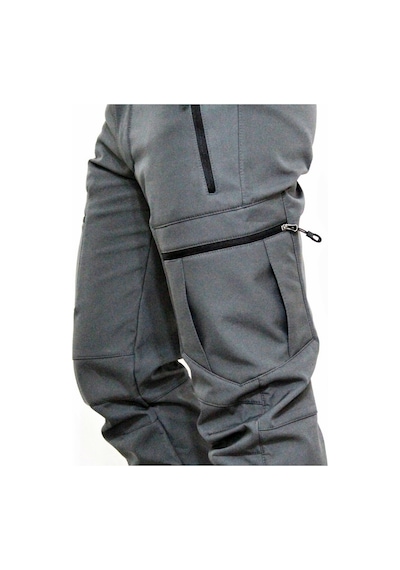 Mudwill Gri Zipper Kargo Cepli Softshell Pantolon