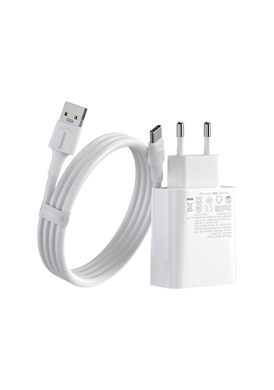 Baseus Speed Pps Vooc C+A Qc, Şarj & Data Aktarım Kablosu, Beyaz