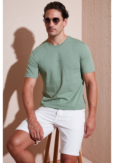 Buratti Pamuklu Baskılı Regular Fit Bisiklet Yaka Erkek T Shirt 59020205 Elma Yeşili