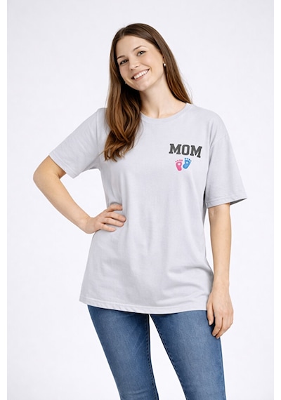 Nevermind Anne Baba Kombini Mom Dad Baskılı Çift Tişört Oversize Unisex 2 L Antrasit