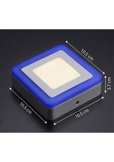 Kare Sıva Üstü Led Spot Armatür 6 Watt Çift Renk Üç Kademe Mavi Günışığı Gece Lambası