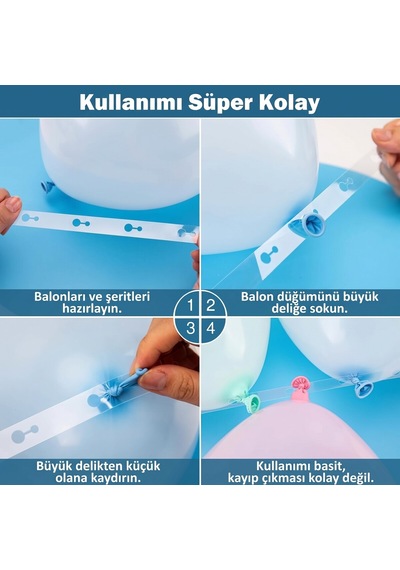 Bakgelal 5 Metre Plastik Balon Zinciri Aparatı 2li Set- Şeffaf Balon Şeridi Ve Balon Kemeri Hazırlama - 9040925677902 6+