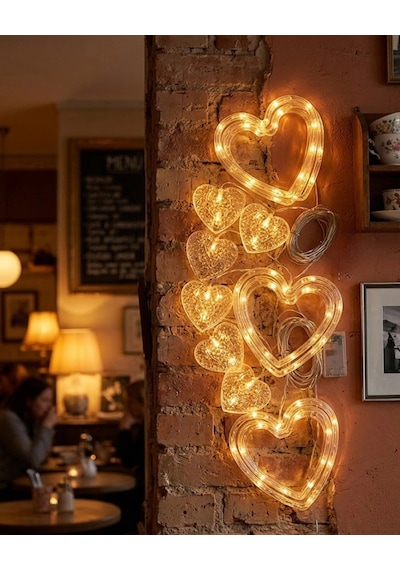 Hubrendy Tekno Dekoratif Kalp Led Neon Lamba Romantik Oda Balkon Ve Masa Üstü Işığı