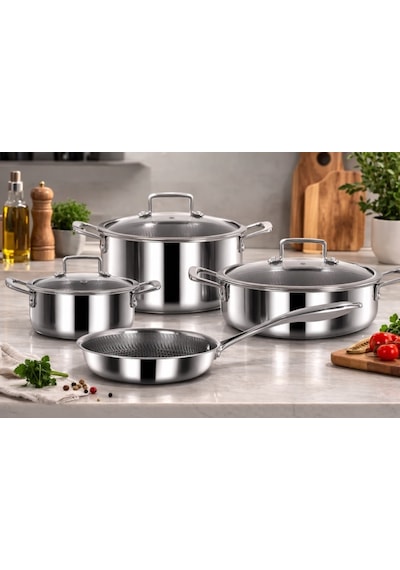 Thermo Steel 3 Katmanlı Paslanmaz Çelik 9 Parça Tencere Seti Inox