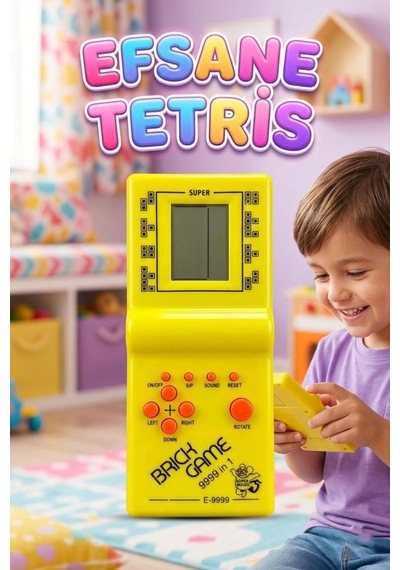 Pilli Sesli 9 Butonlu 9999 İn 1 Renkli Nostaljik Tetris Eğitici Ve Eğlenceli Oyuncak El Konsolu