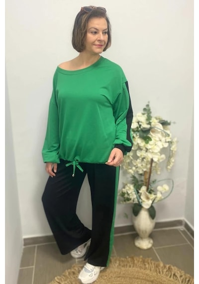 Mia Butik Büyük Beden Çimen Yeşili Mehita Eşortman Takım Çimen Yeşili