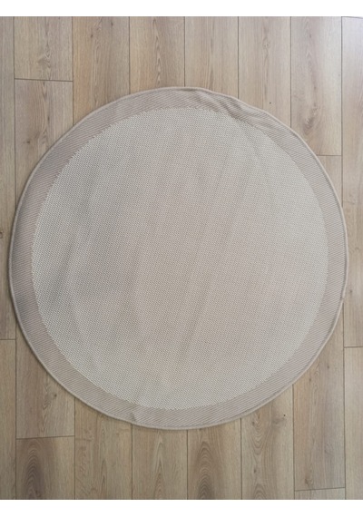Çam Halı Sisal 9327 Bej / Krem Bordürlü Daire Jüt Sisal Kilim - 120x120