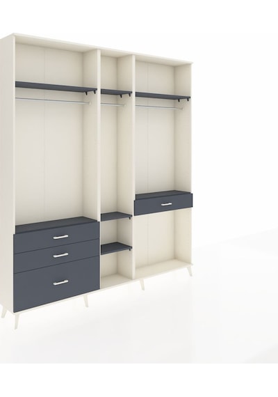 Arges Dolap 7 Raflı 4 Çekmeceli 3 Askılı 220x30x243 Aytaşı-antrasit/antrasit Antrasıt/antrasıt