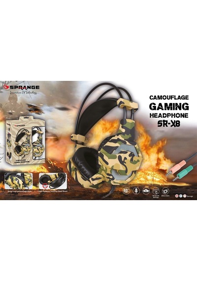 Sprange SR-X8 Mikrofonlu Kamuflaj Desenli Oyuncu Kulaklığı