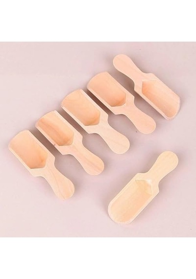 Ahşap Baharat Kaşığı, Doğal Ahşap Malzeme, 6,5x2,3 Cm, 6 Adet