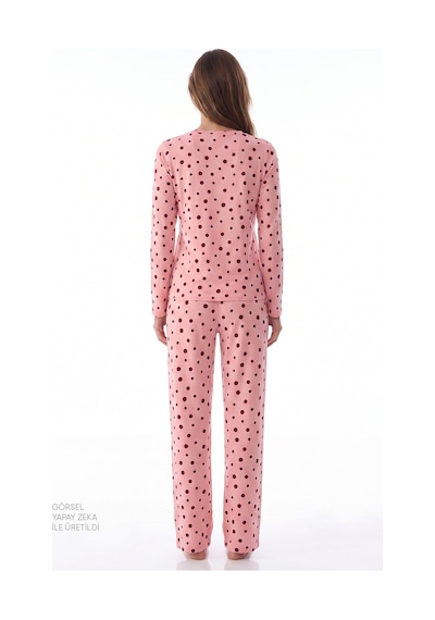 Penti Pembe Berry Puantiye Desenli Uzun Kollu Pijama Takımı Pk32