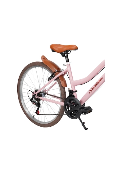Sarissa Vintage 24" Jant 21 Vites Çelik Kadro V Fren Unisex Şehir Bisikleti Pembe Kahverengi Lastik Pembe