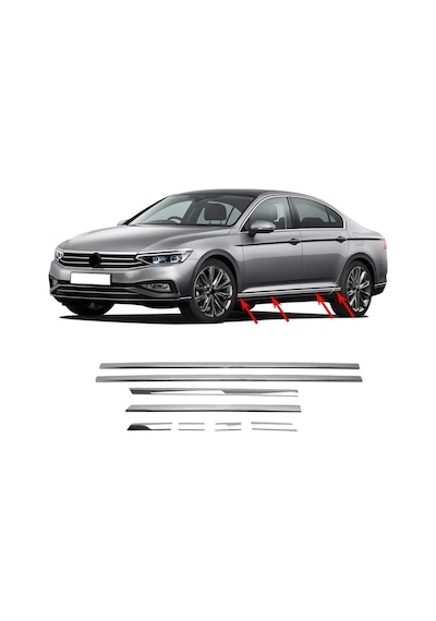 Volkswagen Passat B8 Uyumlu Krom Kapı Çıtası 8prç 2015-2018 Arası P.çelik