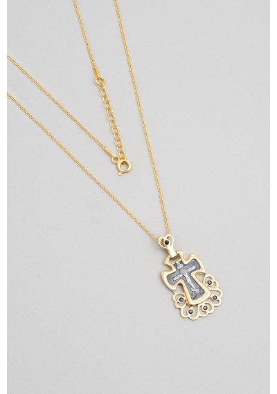So Chic Hz İsa Figürlü 18 Ayar Sarı Altın Kaplama 43 Cm Gümüş Cross Kolye Beyaz