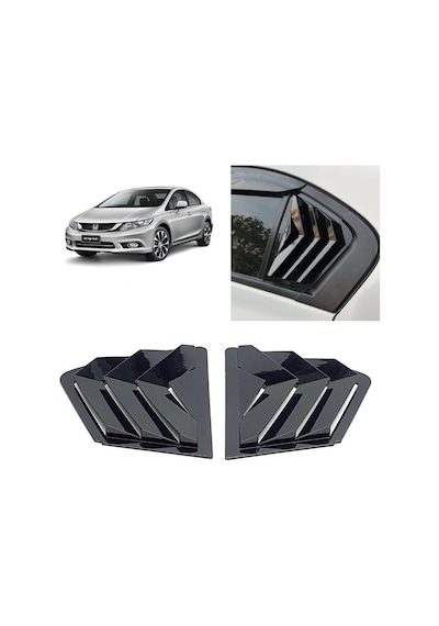 Honda Civic Fb7 Kelebek Cam Kaplama Vizör Parlak Siyah