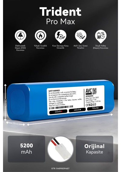 Trident Pro Max 5200mah Robot Süpürge Bataryası D.k
