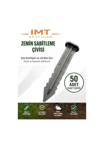 Çim Ayırıcı Ve Jüt Bezi Kazığı 50 Adet Çim Sınırlayıcı Zemin Sabitleme Çivisi Siyah