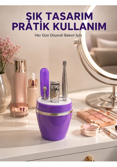 Mor Manikür Pedikür Seti Taşınabilir Kişisel Bakım Kiti - Lisinya