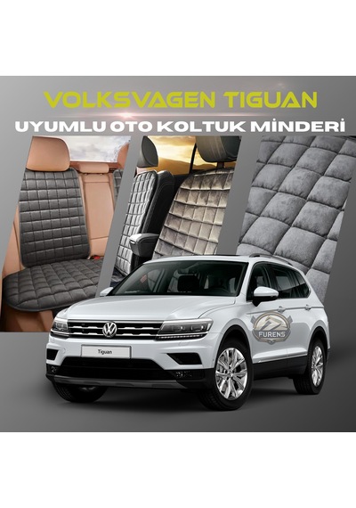 Volksvogen Tiguan Antrasit Tay Tüyü Cepli & Terletmez Sırtlı Oto Koltuk Minder Seti - Koruma Kılıfı  Ön & Arka Set
