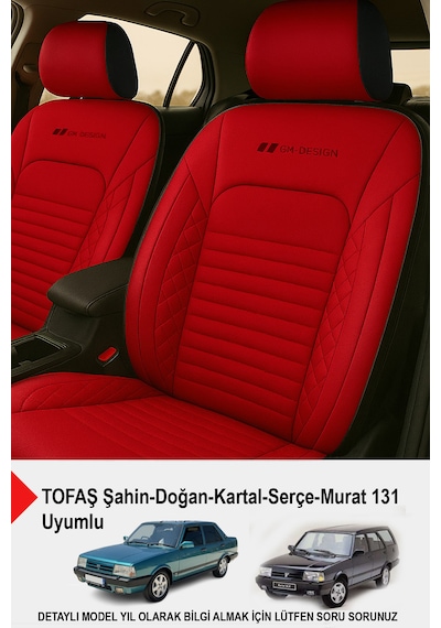 İstanbul Serisi Deri Oto Koltuk Kılıfı Tofaş Kartal-şahin-doğan-serçe-tempra Uyumlu Kırmızı