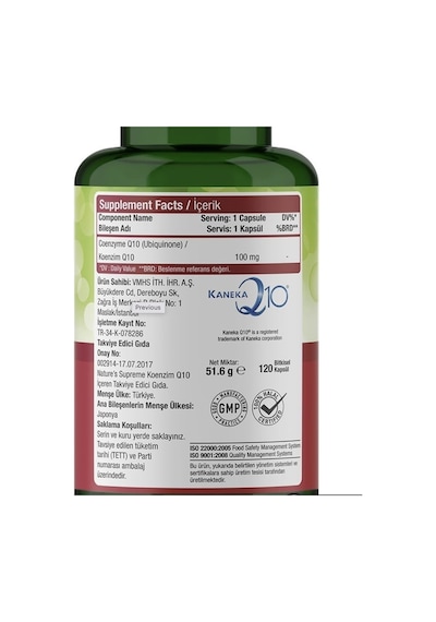 Nature's Supreme Coenzyme Q10 100 MG 120 Kapsül