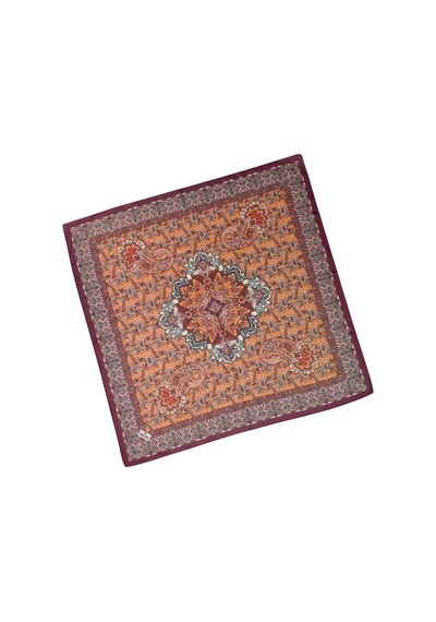 Mim Eşarp Prime Pamuk Etnik Desenli Eşarp 90x90 Cm Koyu Bordo