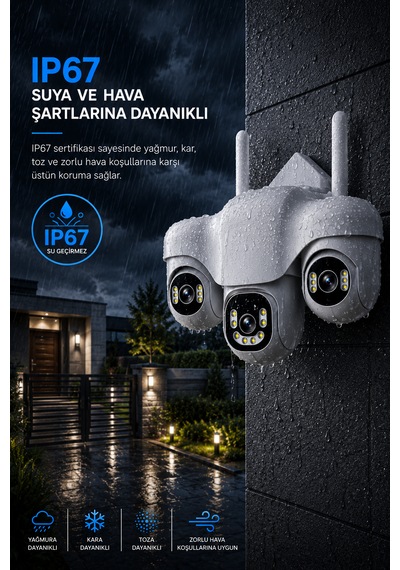 Wifi 3 Motorize Kameralı Adaptörlü Gece Görüşlü Hareket Takipli Güvenlik Kamerası