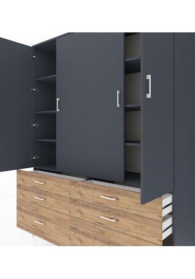 Hyperion Gardrop 8 Raflı 6 Çekmeceli 4 Kapaklı 176x44x221 Antrasit-antrasit/çam Antrasit/çam Hyperion Gardrop 8 Raflı 6 Çekmeceli 4 Kapaklı 176x44x221 Antrasit-antrasit/çam Antrasit/çam