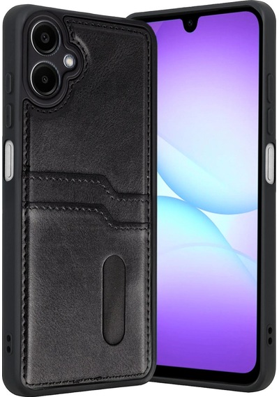Samsung Uyumlu Galaxy A07 4g Sara Kartvizitli Deri Kılıf Siyah