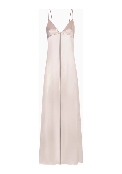 Because Of Alice Satin V Neck Longline Camisole Parlak V Yaka Saten Kadın Bluz Beyaz