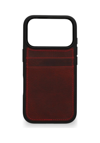 Vintage Wallet Kartlıklı Premium Deri Kılıf Apple Uyumlu iPhone 17 Pro Rustik Bordo