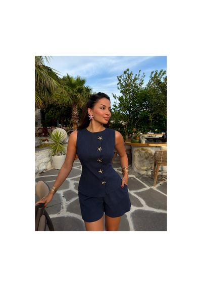 Gigi Wardrobe Marina Yıldız Detaylı Şort Takım Lacivert Lacivert