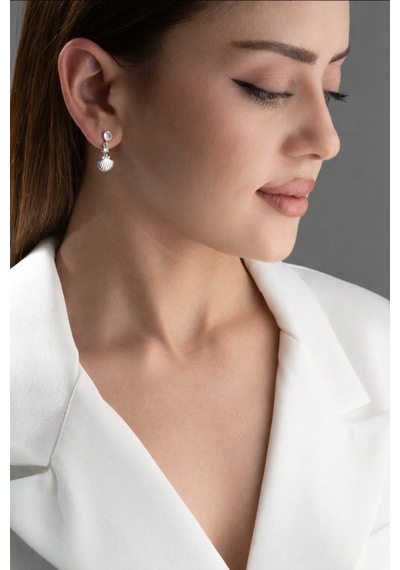 Çekirdekjewelry 925 Ayar Gümüş İstiridye Küpe Gri
