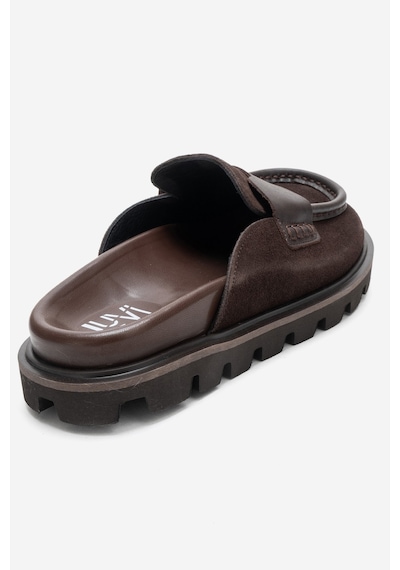 Luvishoes Vela Kahverengi Süet Hakiki Deri Kadın Terlik Kahverengi