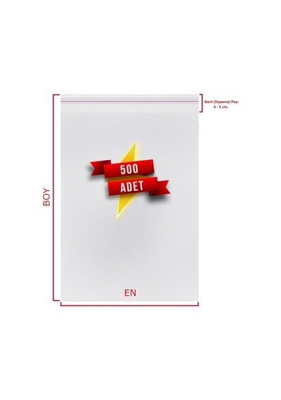 3x15+5 Cm. 3x20 500 Adet Şeffaf Bantlı Yapışkanlı Opp Poşet