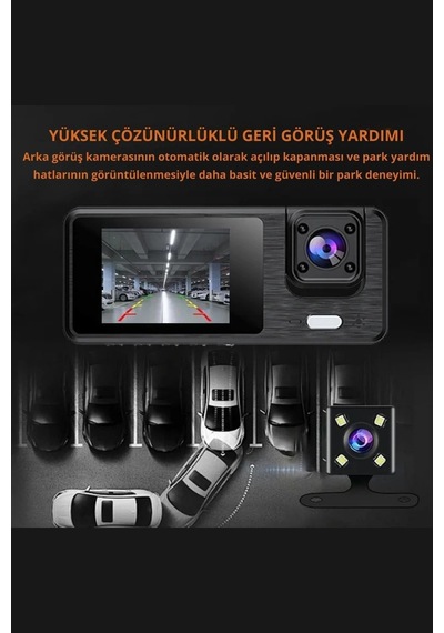 Buğz Wifi 1080p Araç İçi 3 Kameralı Lcd Ekranlı Gece Görüşlü , G-sensör , Geri Görüş Kamera