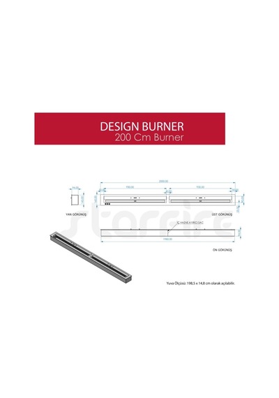 Copart 200 Cm Design Burner Bacasız Şömine