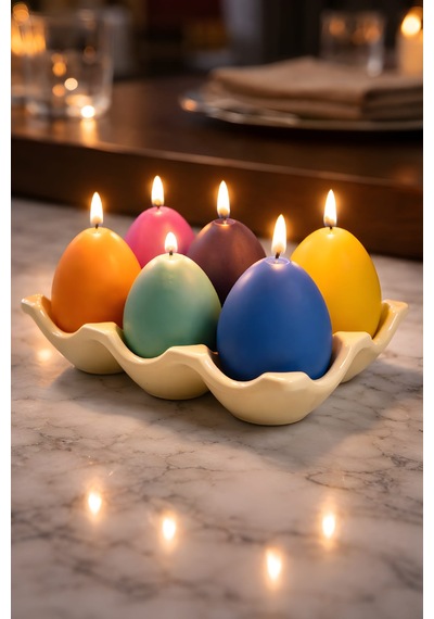 Rainbow Egg Dekoratif Mum Takımı Çok Renkli