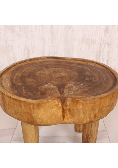 Doğal Teak Ağacı Sehpa 56x45 Cm Bej