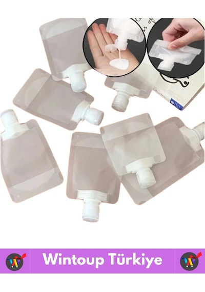 Seyahat Tipi Çanta Boy Sızdırmaz Yıkanıp Tekrar Kullanılabilir Krem Losyon Şampuan Kabı 100 Ml 5adet