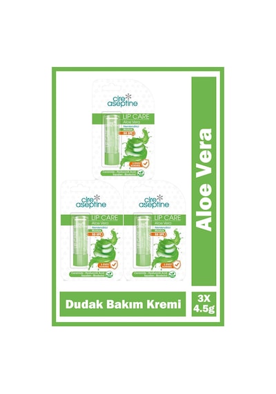 Cire Aseptine Aloe Vera Dudak Bakım Kremi 4,5 Gr 3 Adet
