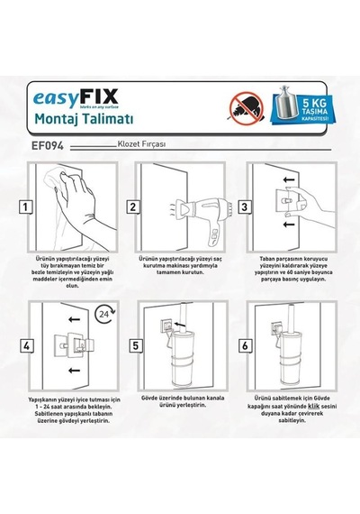 Geseus Yapışkanlı Klozet Fırçası Krom Ef094