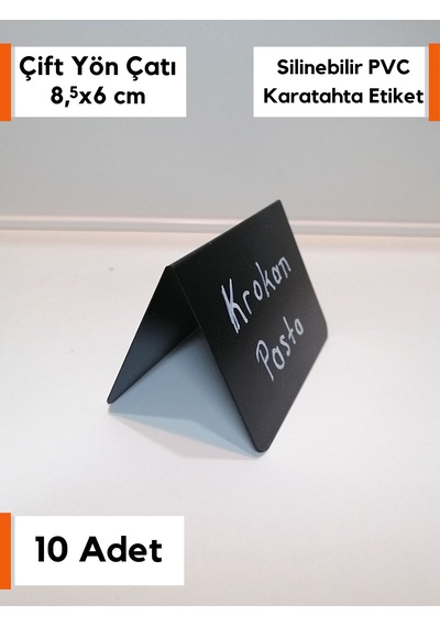10 Ad Dekoratif Karatahta Etiket Seti 8,5x6 Cm Siyah Silinebilir